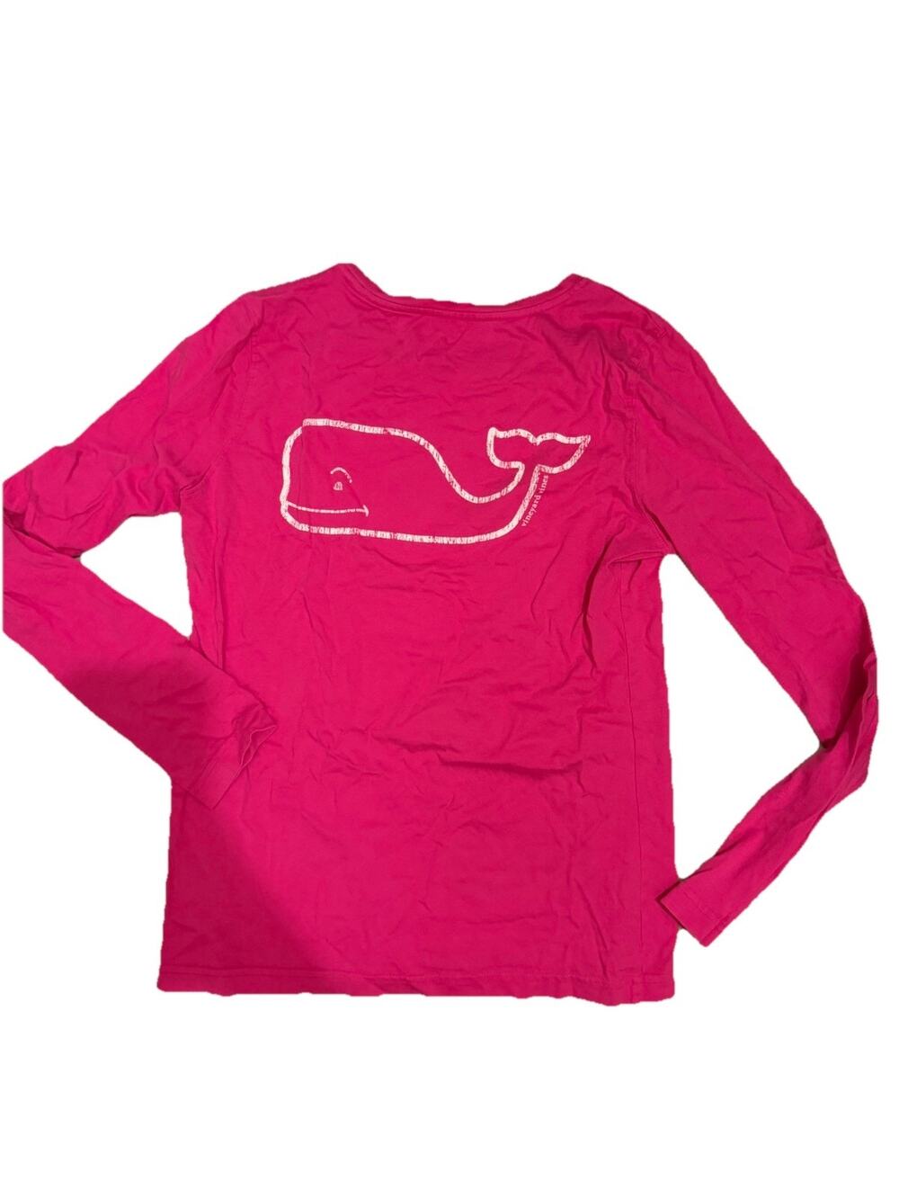 Vineyards Vines Shirt Women's Small Pink Whale Logo Chest Pocket Crew Neck (AA1)